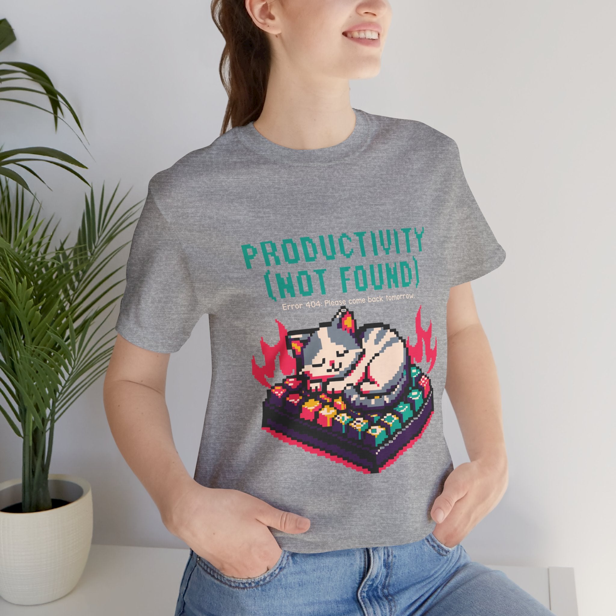 Productivity (Not Found) Cat Tee - Funny Retro Pixel Art T-Shirt