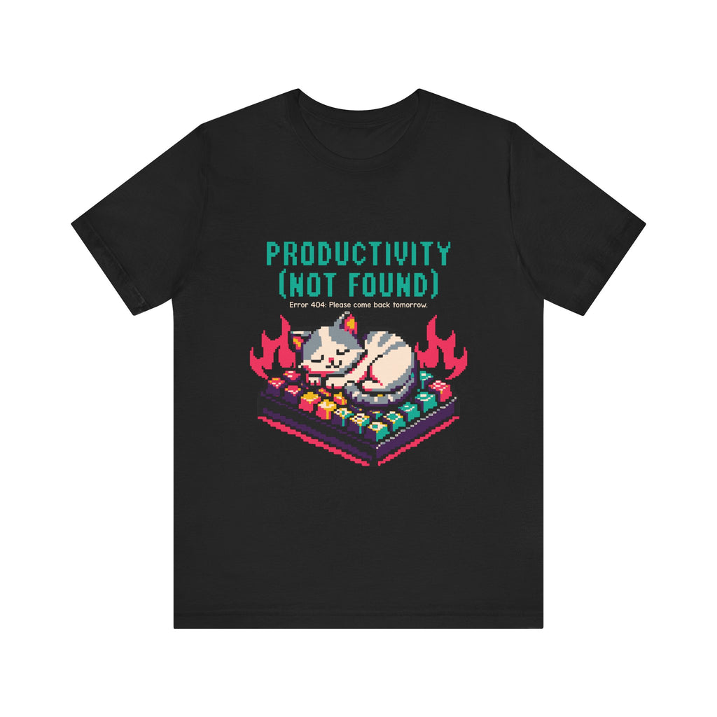 Productivity (Not Found) Cat Tee - Funny Retro Pixel Art T-Shirt