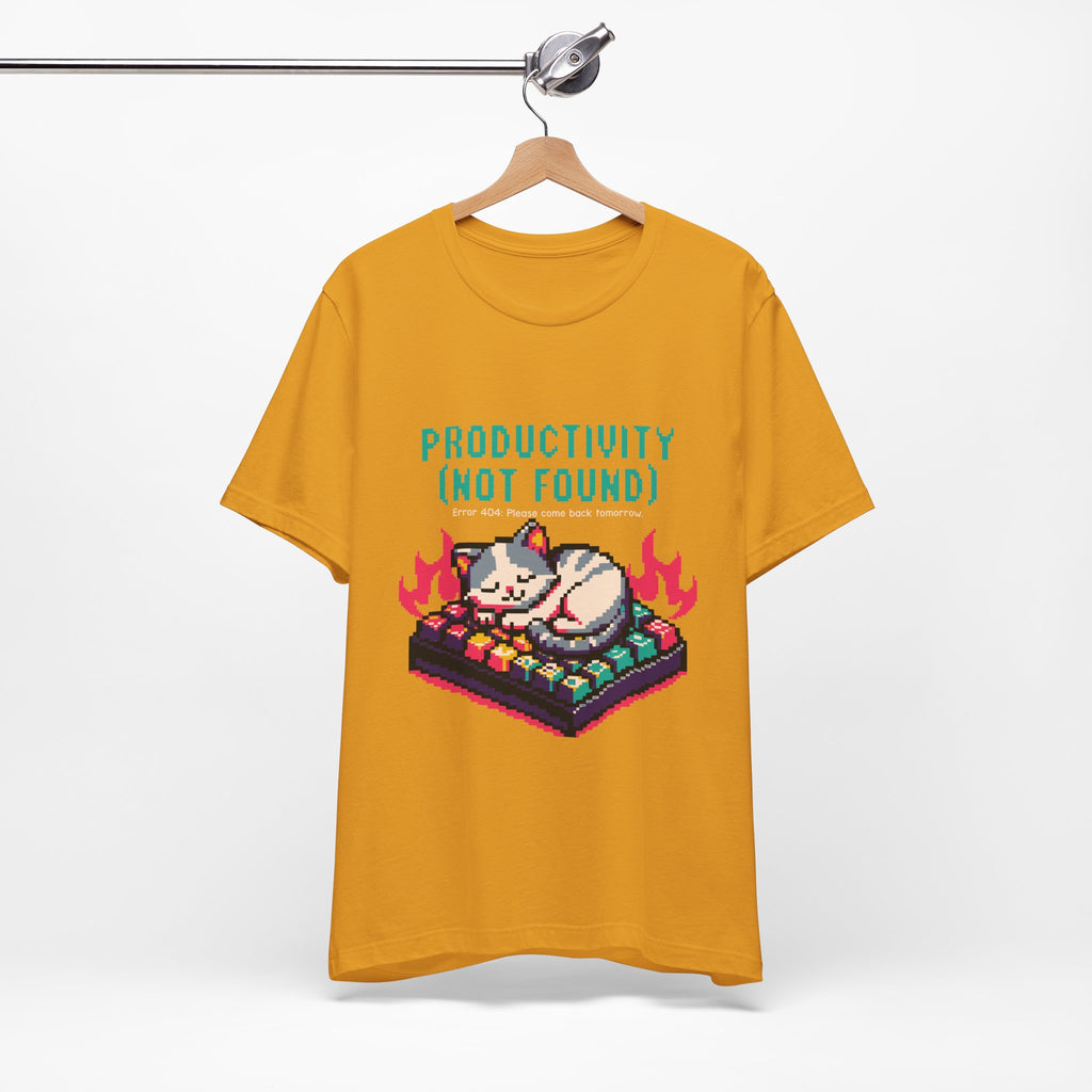 Productivity (Not Found) Cat Tee - Funny Retro Pixel Art T-Shirt