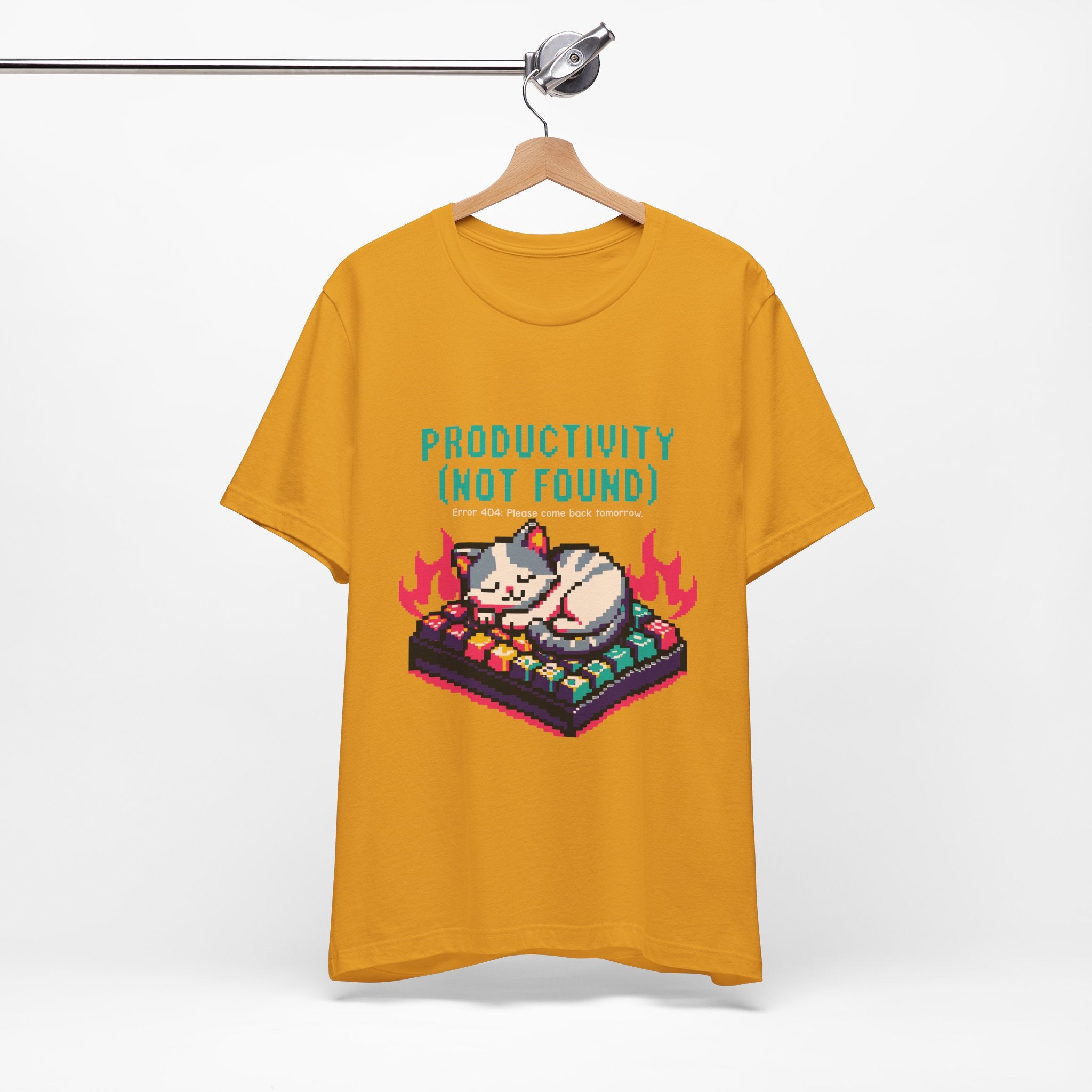 Productivity (Not Found) Cat Tee - Funny Retro Pixel Art T-Shirt