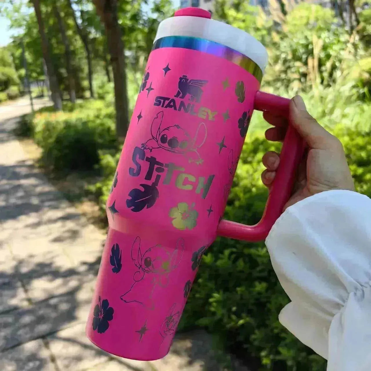 Stanley x Stitch 40 oz Stainless Steel Tumbler with Handle Insulated Travel Cup Cold 24h Hot 12h Fits Most Cup Holders