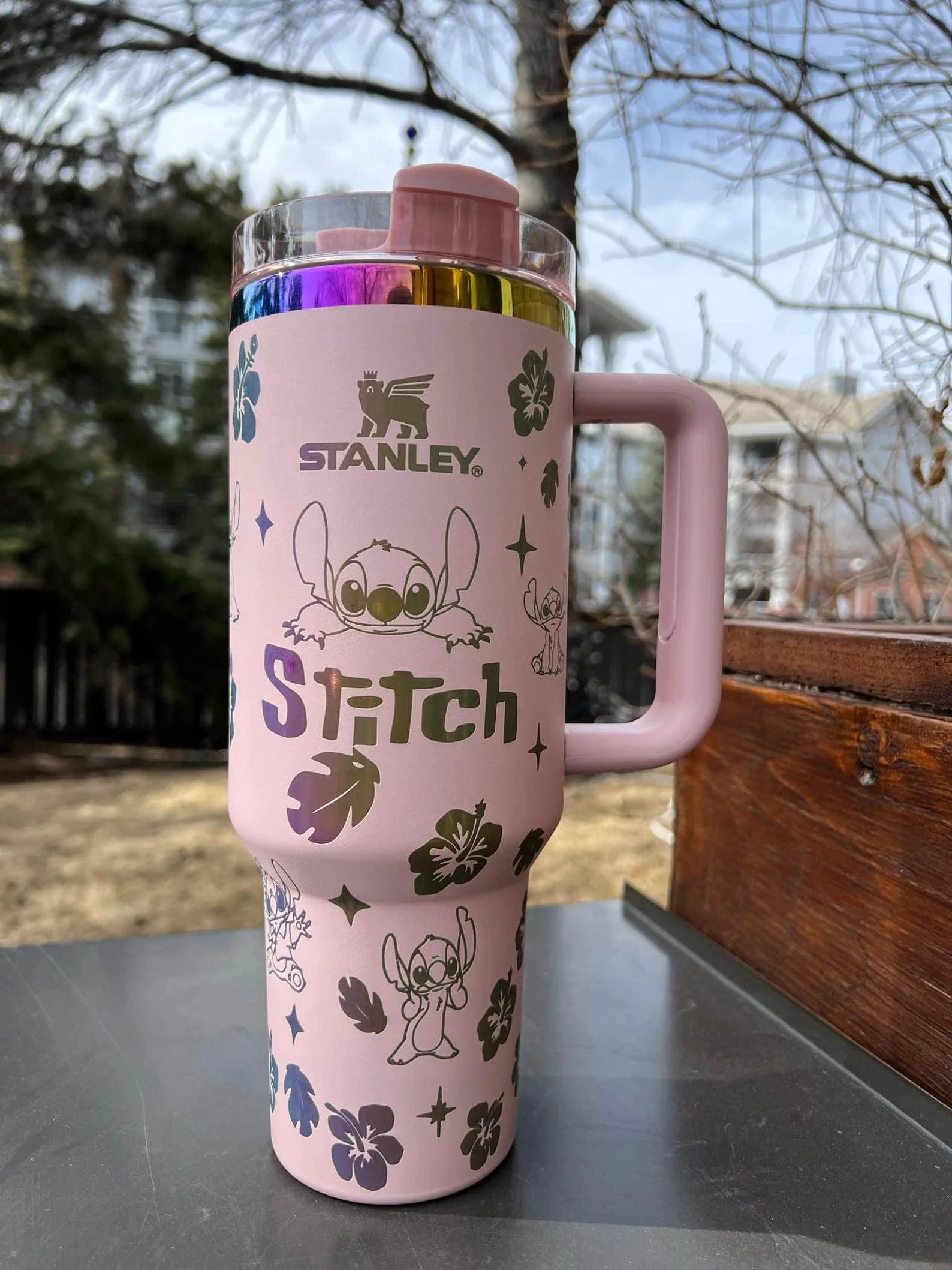 Stanley x Stitch 40 oz Stainless Steel Tumbler with Handle Insulated Travel Cup Cold 24h Hot 12h Fits Most Cup Holders